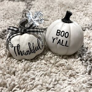 ✨Set of 2✨ KIRKLANDS Distressed White And Black Pumpkins